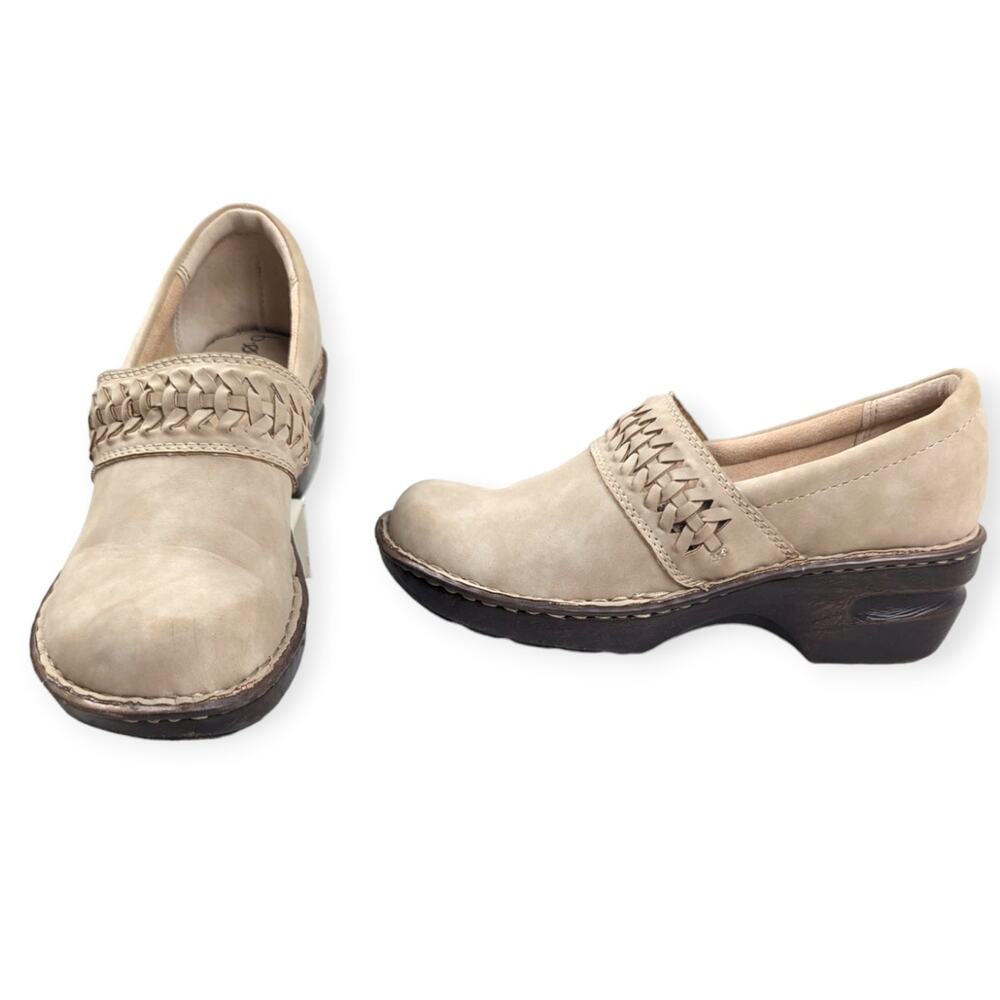 B.O.C. Born Women's Beige Faux Suede Braided Accent Clogs Size 9